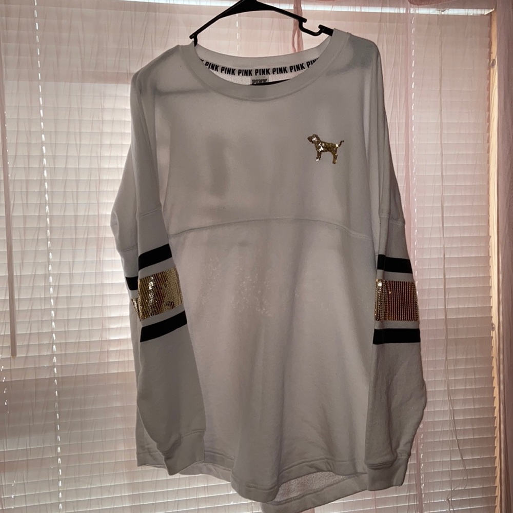 White Sequin Victoria’s Secret PINK Pull Over